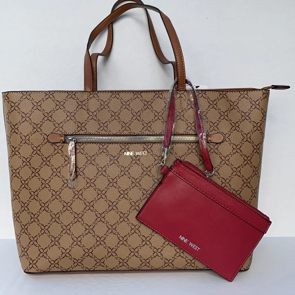 New NINE WEST Mocha Cherry Tote